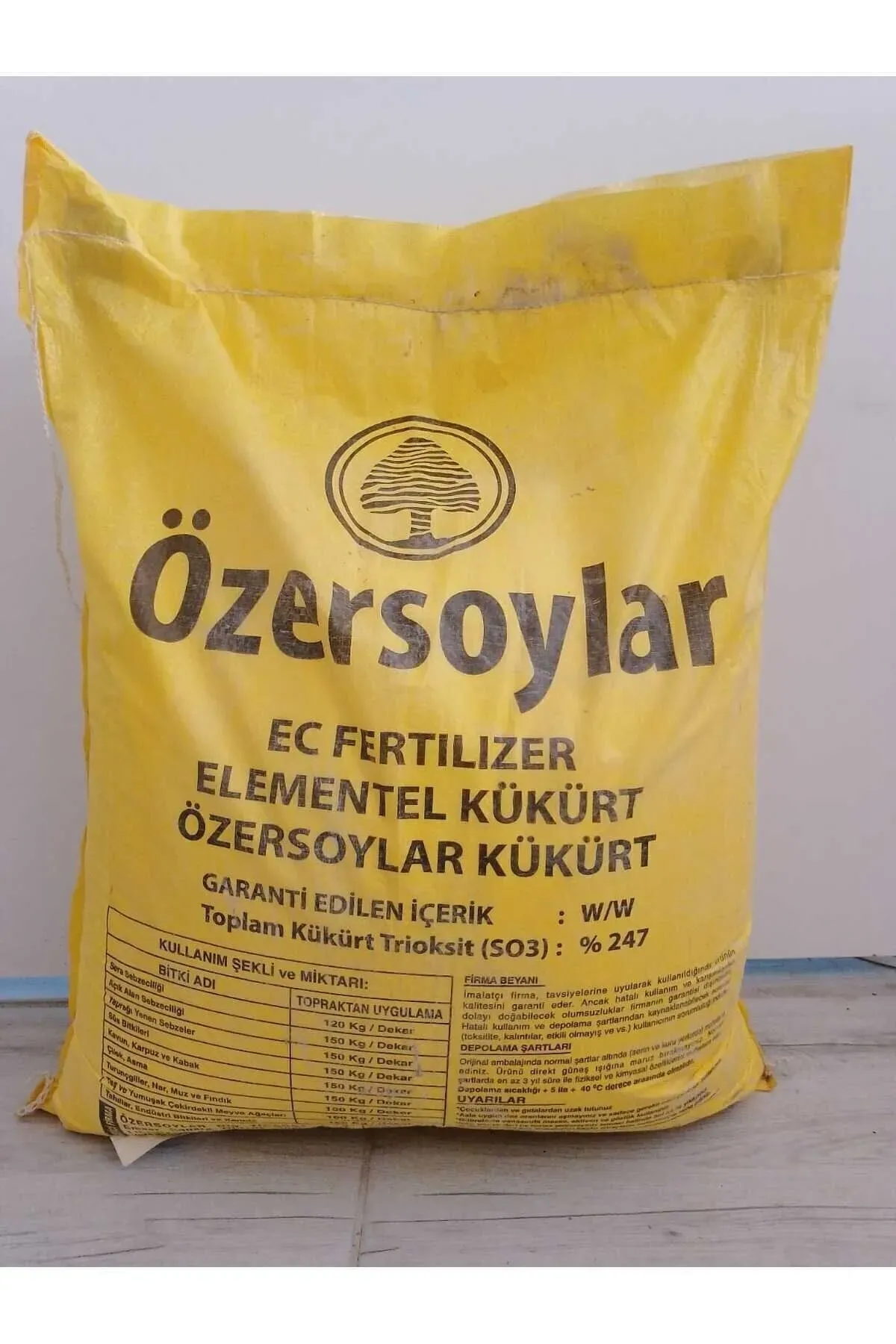 ozersoylar Elementel Toz Kükürt - Toprak Ph Düzenleyici - 25 Kg