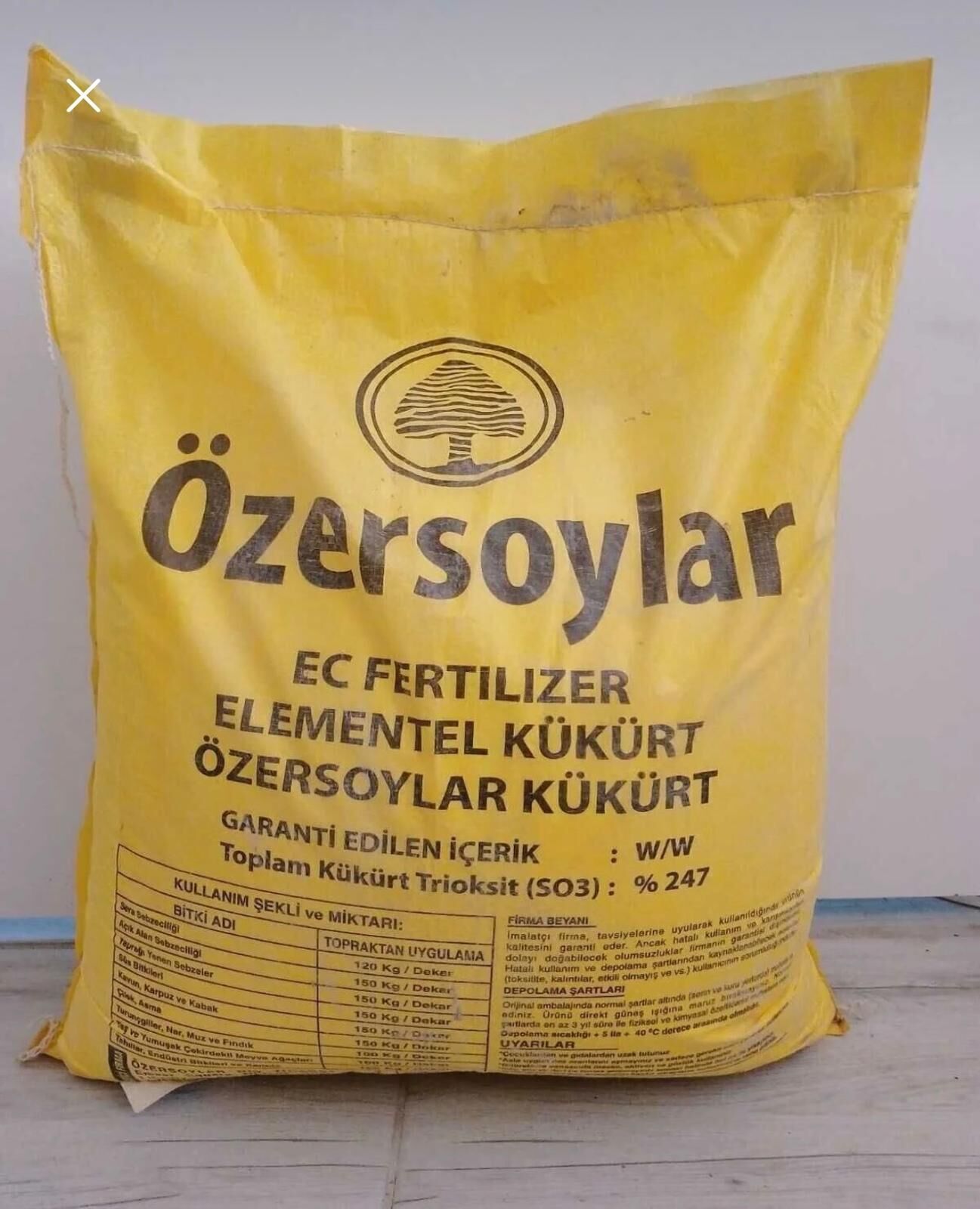 Özersoylar Toz Elementel Kükürt 25 kg